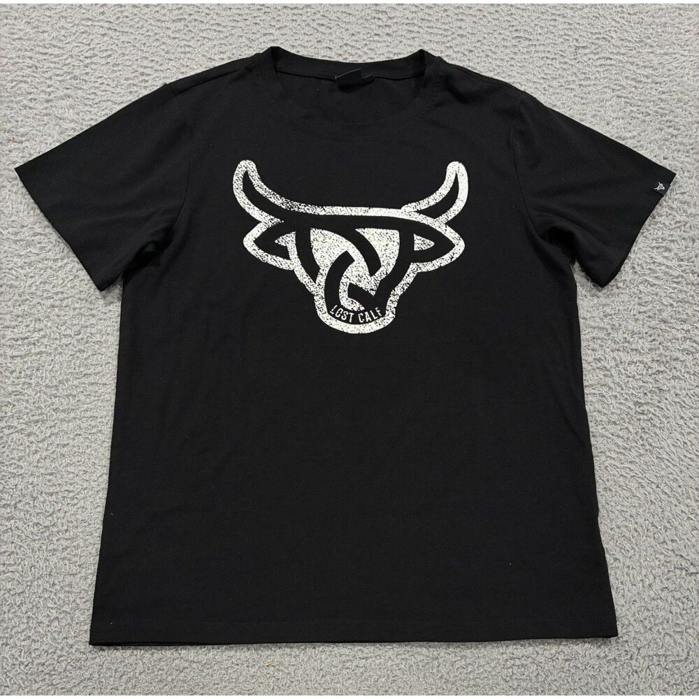 Lost Calf Shirt Mens Medium Black Short Sleeve Tee Logo Western Cowboy